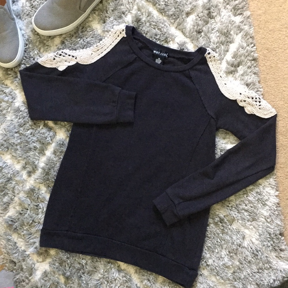 Cold-Shoulder Navy Sweater